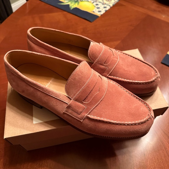 J.M. Weston - 180 Moccasin Suede Penny Loafers - Picture 2 of 9